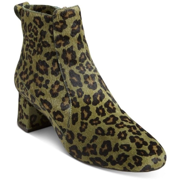 Brand New Jack Rogers Berkley Leopard Print Calf Hair Ankle Booties in Green - Picture 1 of 12